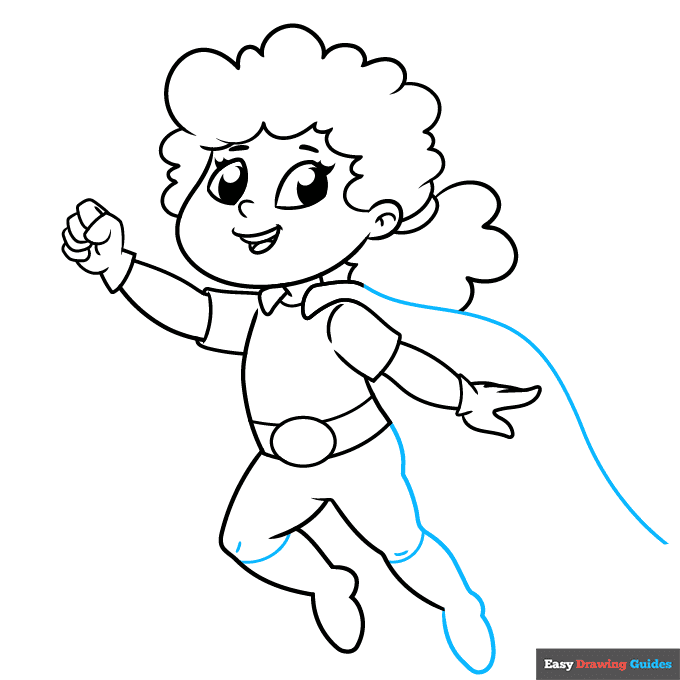 girl superhero step-by-step drawing tutorial: step 8