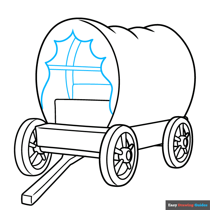 Pioneer Wagon step-by-step drawing tutorial: step 8