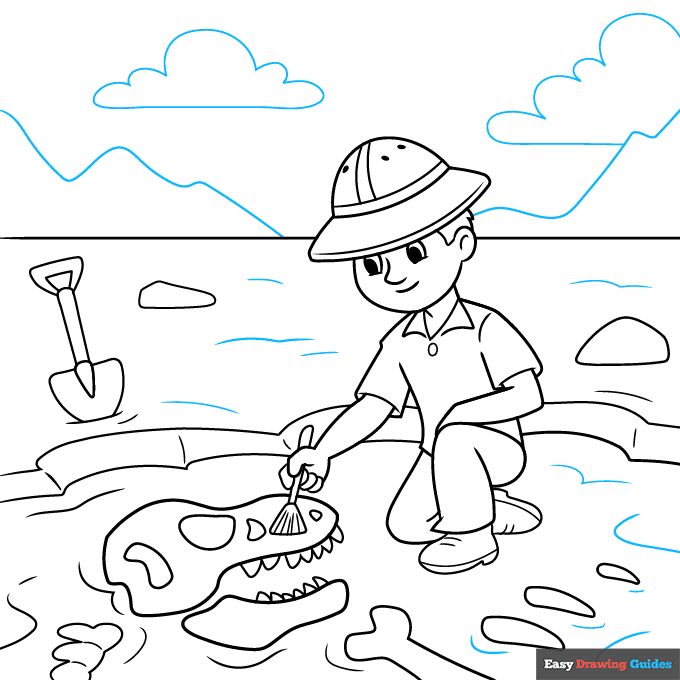 archaeologist step-by-step drawing tutorial: step 9