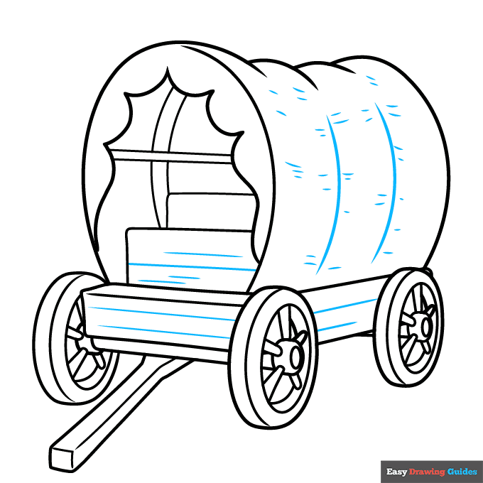 Pioneer Wagon step-by-step drawing tutorial: step 9