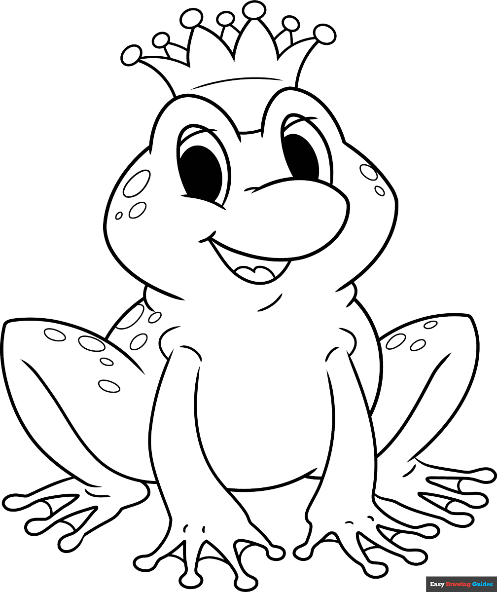 Free printable frog prince coloring page