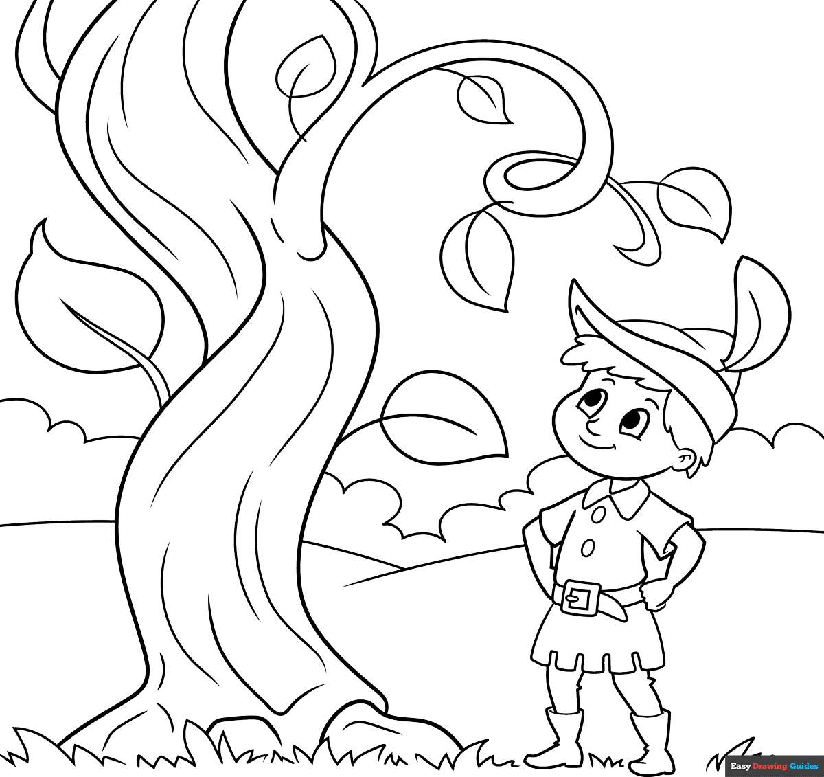 Free printable jack and the beanstalk coloring page