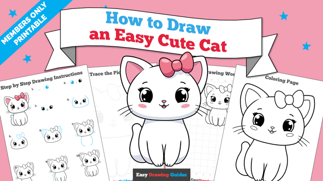 How to Draw an Easy Cute Cat Printable Thumbnail