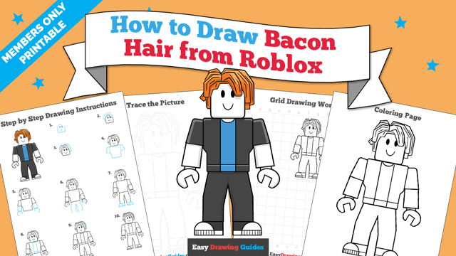 How to Draw Bacon Hair from Roblox Printable Thumbnail Image