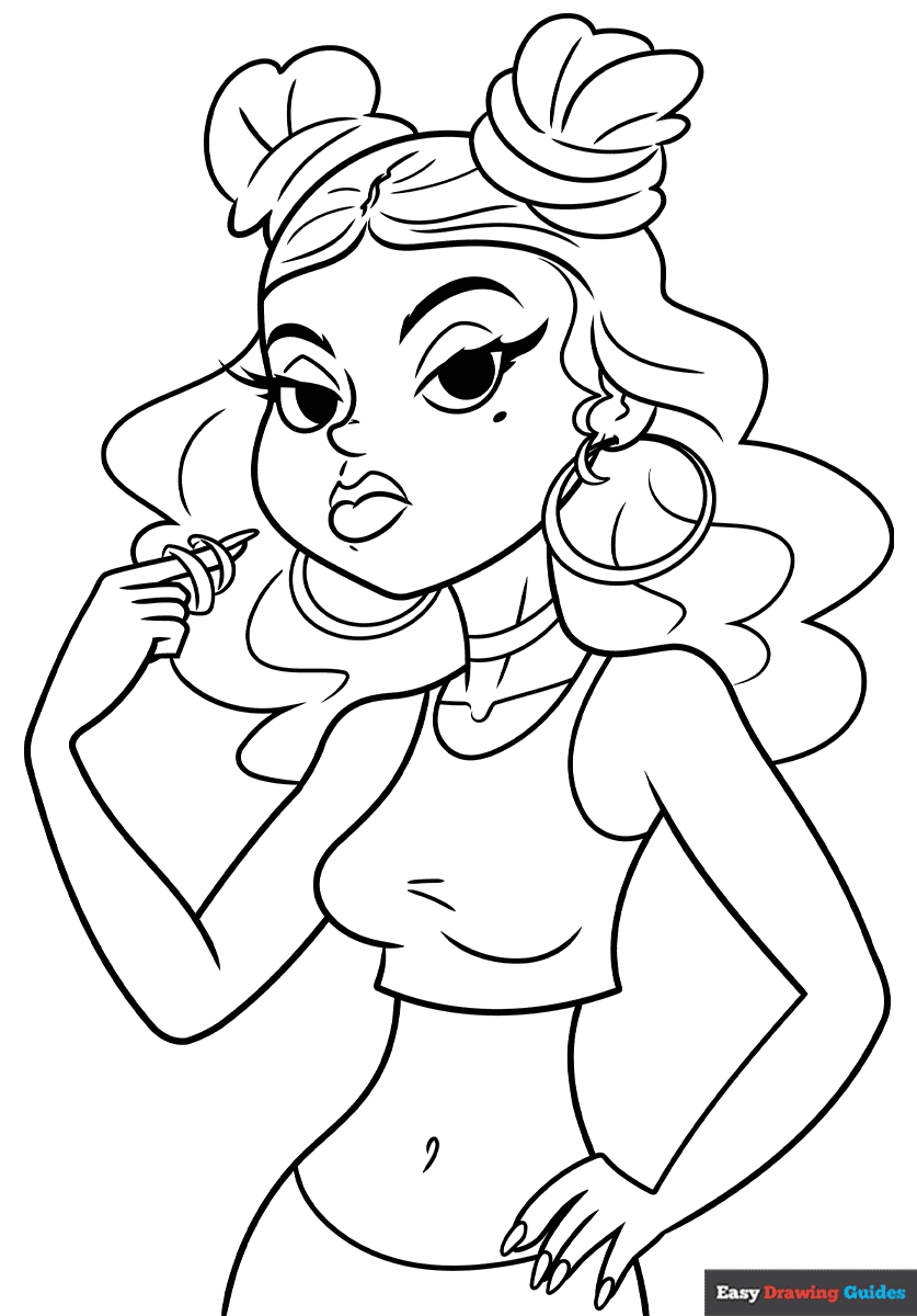 How to Draw a Baddie Coloring Image