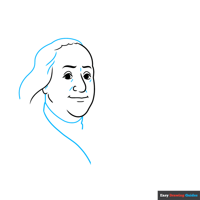 Benjamin Franklin step-by-step drawing tutorial: step 2