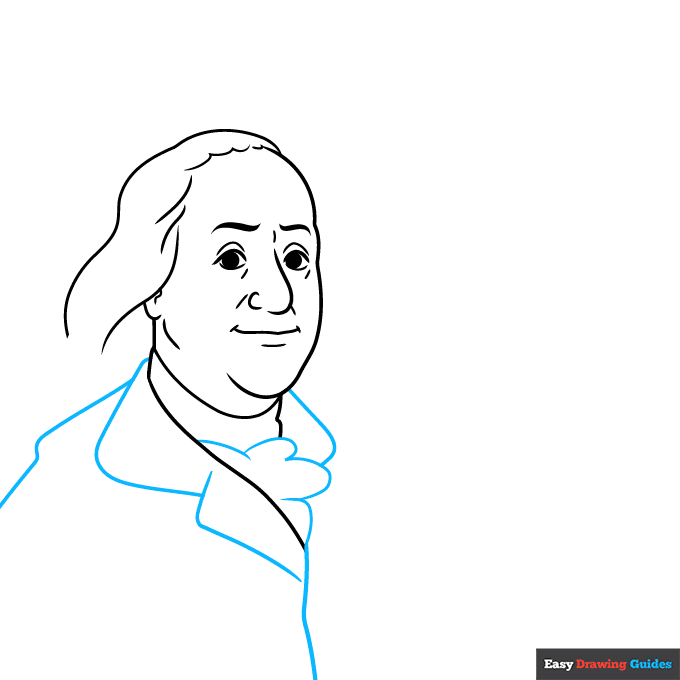 Benjamin Franklin step-by-step drawing tutorial: step 3