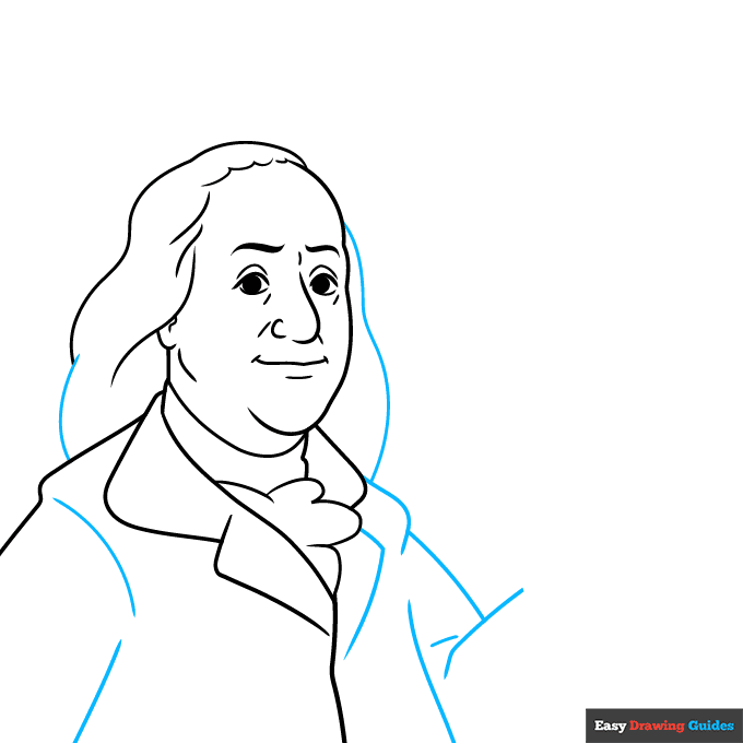 Benjamin Franklin step-by-step drawing tutorial: step 5