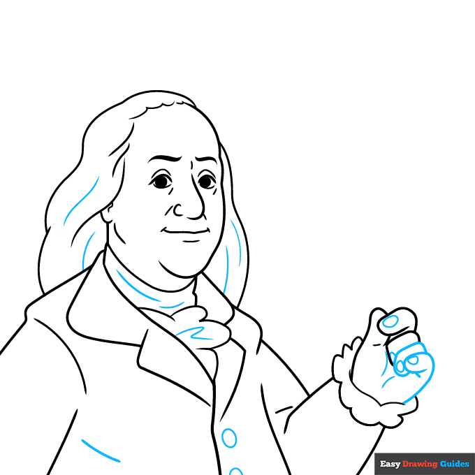 Benjamin Franklin step-by-step drawing tutorial: step 7