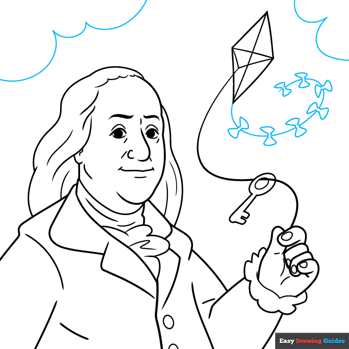 Benjamin Franklin step-by-step drawing tutorial: step 9