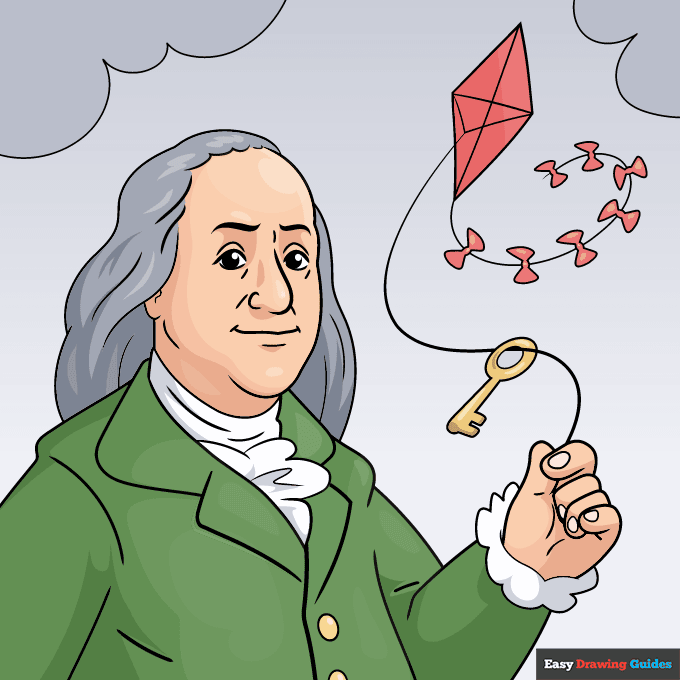 Benjamin Franklin step-by-step drawing tutorial: step 11
