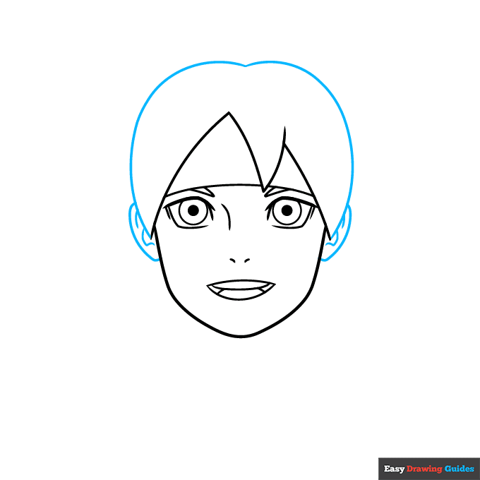 Boruto Uzumaki step-by-step drawing tutorial: step 4