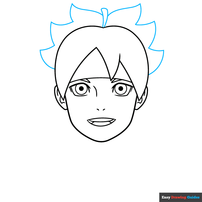 Boruto Uzumaki step-by-step drawing tutorial: step 5