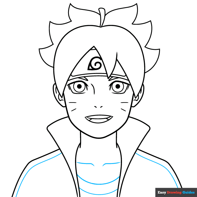 Boruto Uzumaki step-by-step drawing tutorial: step 8