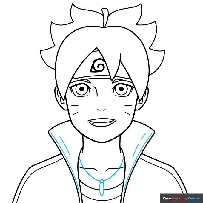 Boruto Uzumaki step-by-step drawing tutorial: step 9