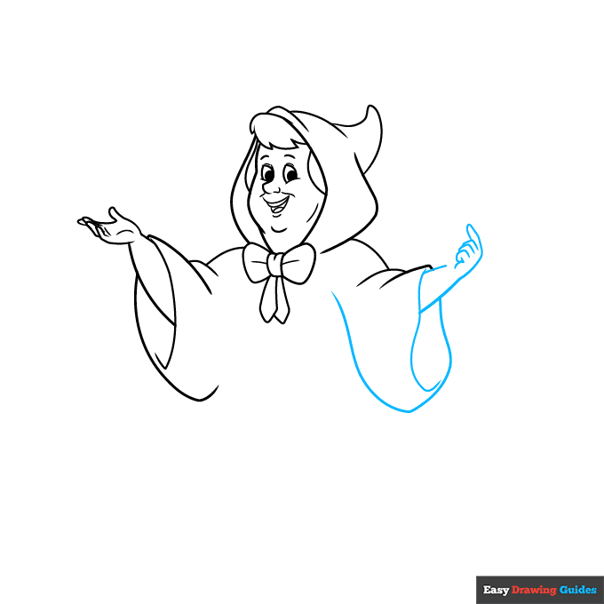 Fairy Godmother step-by-step drawing tutorial: step 6