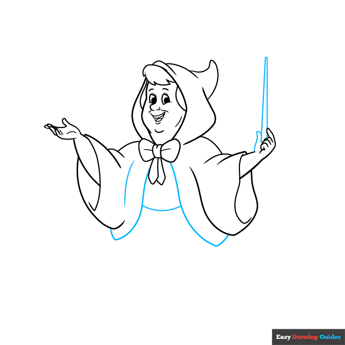 Fairy Godmother step-by-step drawing tutorial: step 7
