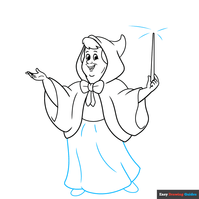 Fairy Godmother step-by-step drawing tutorial: step 8