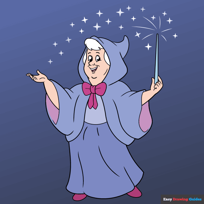Fairy Godmother step-by-step drawing tutorial: step 11