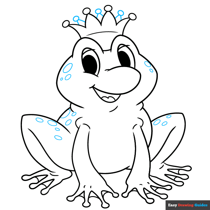 Frog Prince step-by-step drawing tutorial: step 9