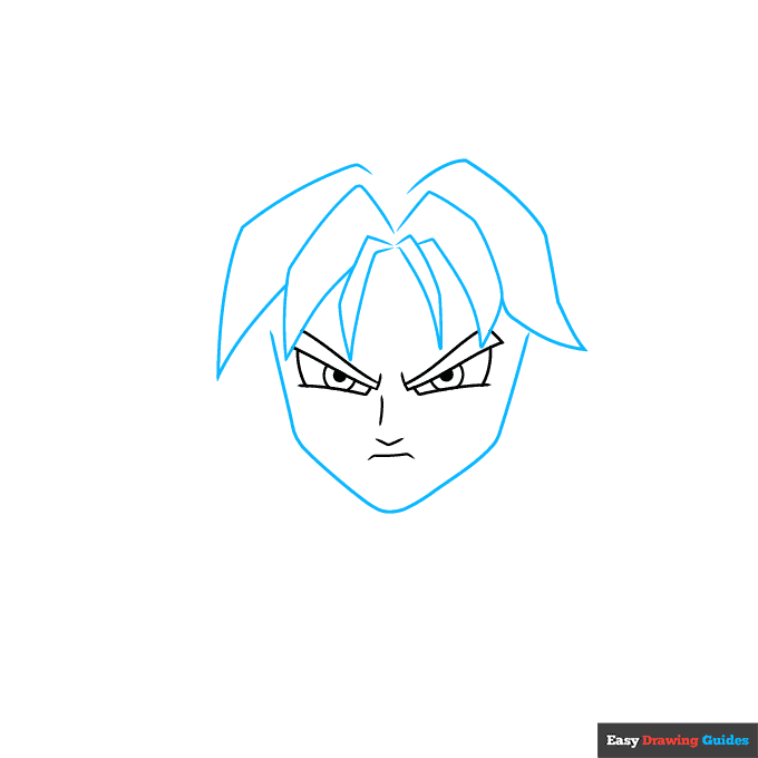 Future Trunks step-by-step drawing tutorial: step 2