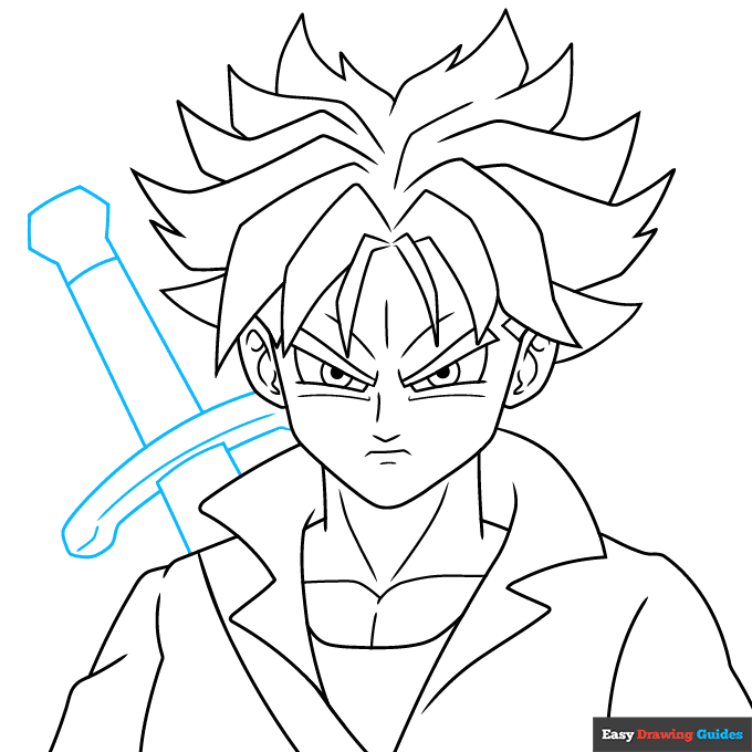 Future Trunks step-by-step drawing tutorial: step 7