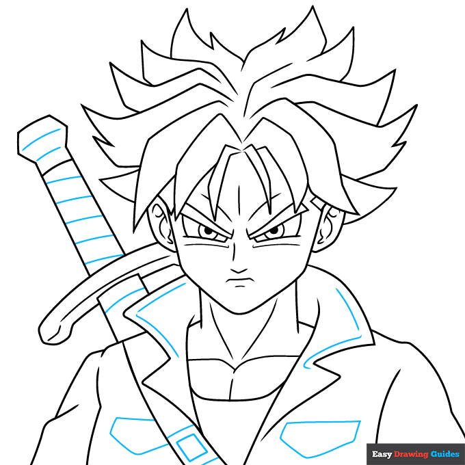 Future Trunks step-by-step drawing tutorial: step 8