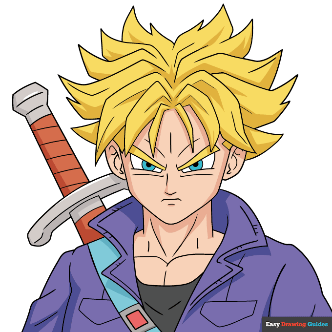 Future Trunks step-by-step drawing tutorial: step 11