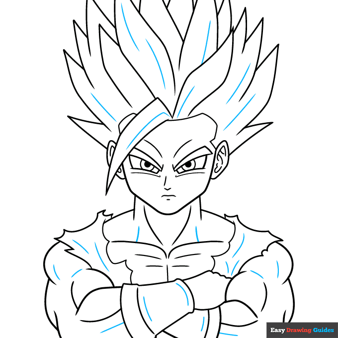 Gohan step-by-step drawing tutorial: step 9