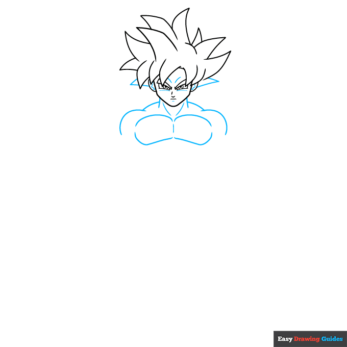 Goku Ultra Instinct Full Body step-by-step drawing tutorial: step 3