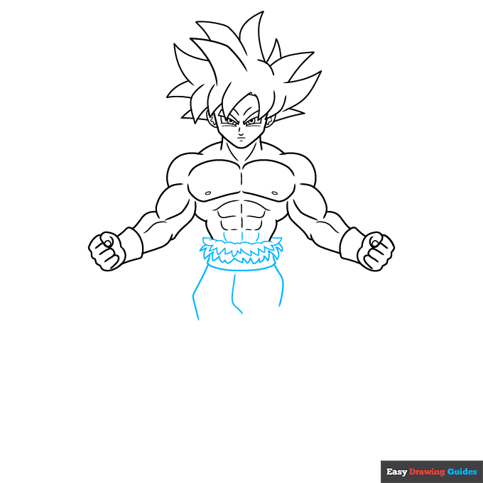 Goku Ultra Instinct Full Body step-by-step drawing tutorial: step 6