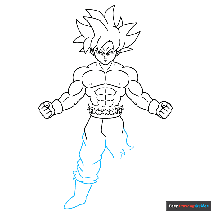 Goku Ultra Instinct Full Body step-by-step drawing tutorial: step 7