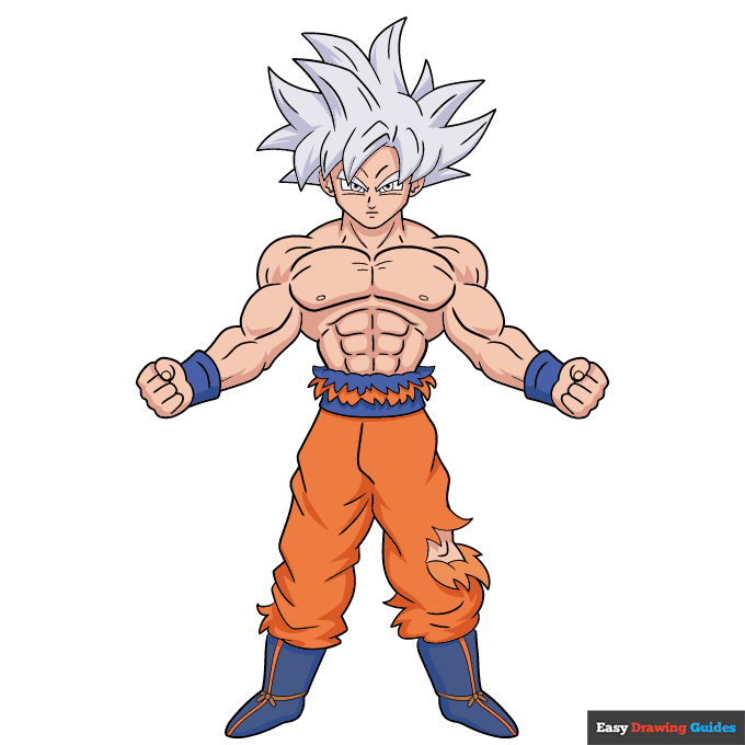 Goku Ultra Instinct Full Body step-by-step drawing tutorial: step 11