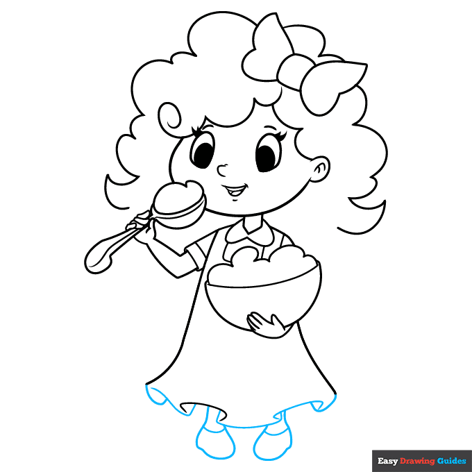 Goldilocks step-by-step drawing tutorial: step 8