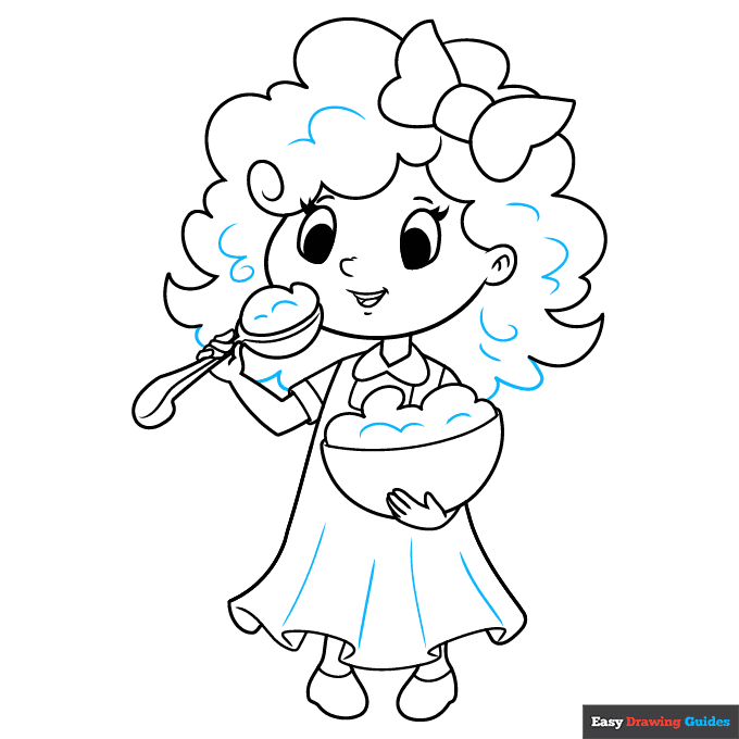 Goldilocks step-by-step drawing tutorial: step 9