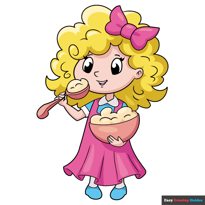 Goldilocks step-by-step drawing tutorial: step 11