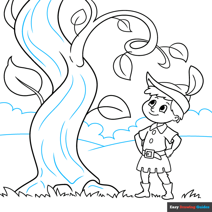 Jack and the Beanstalk step-by-step drawing tutorial: step 9