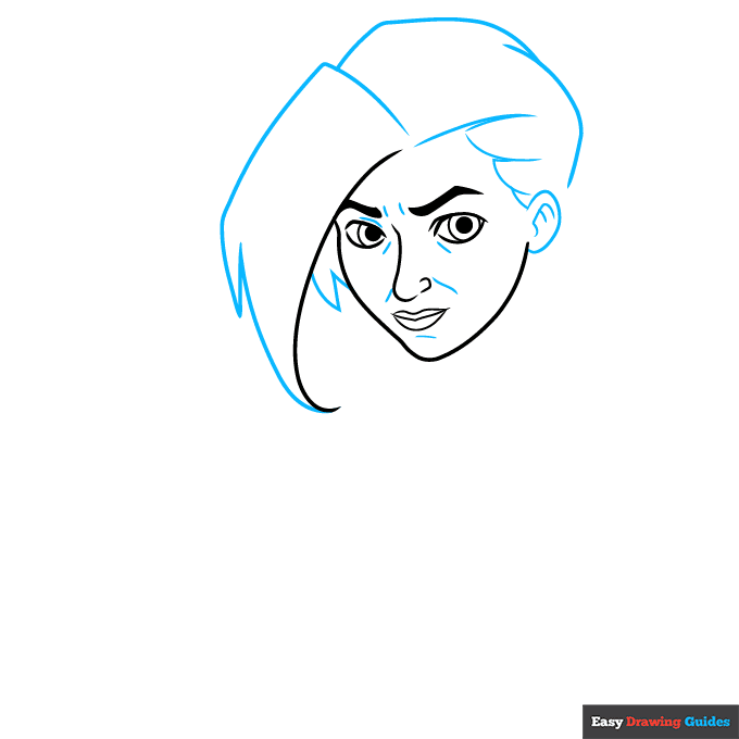Jinx from Arcane step-by-step drawing tutorial: step 2
