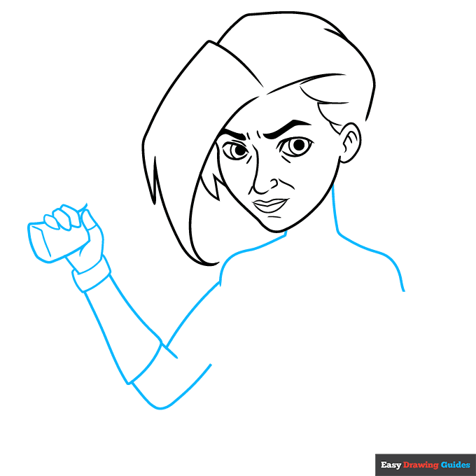 Jinx from Arcane step-by-step drawing tutorial: step 3