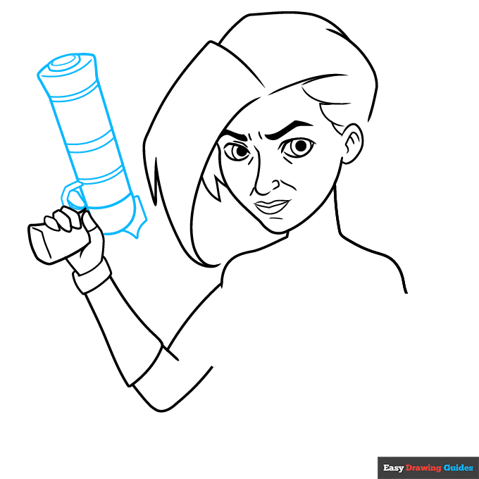 Jinx from Arcane step-by-step drawing tutorial: step 4