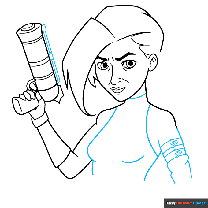 Jinx from Arcane step-by-step drawing tutorial: step 5
