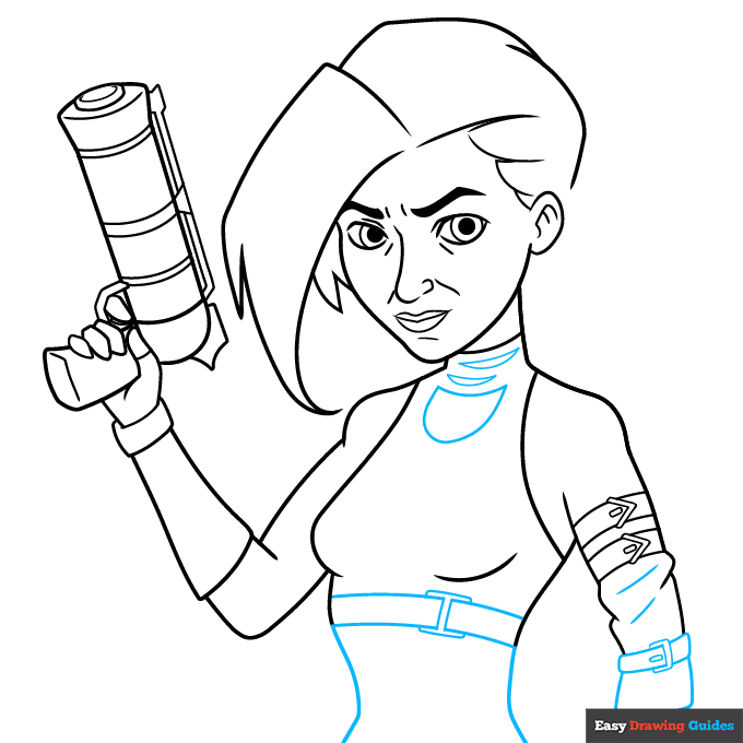 Jinx from Arcane step-by-step drawing tutorial: step 6