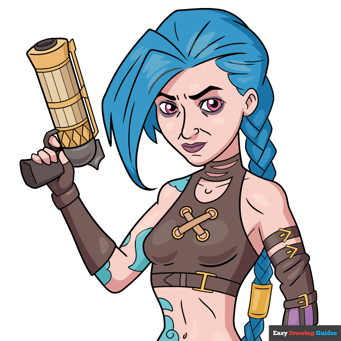 Jinx from Arcane step-by-step drawing tutorial: step 11
