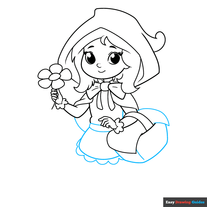 Little Red Riding Hood step-by-step drawing tutorial: step 7