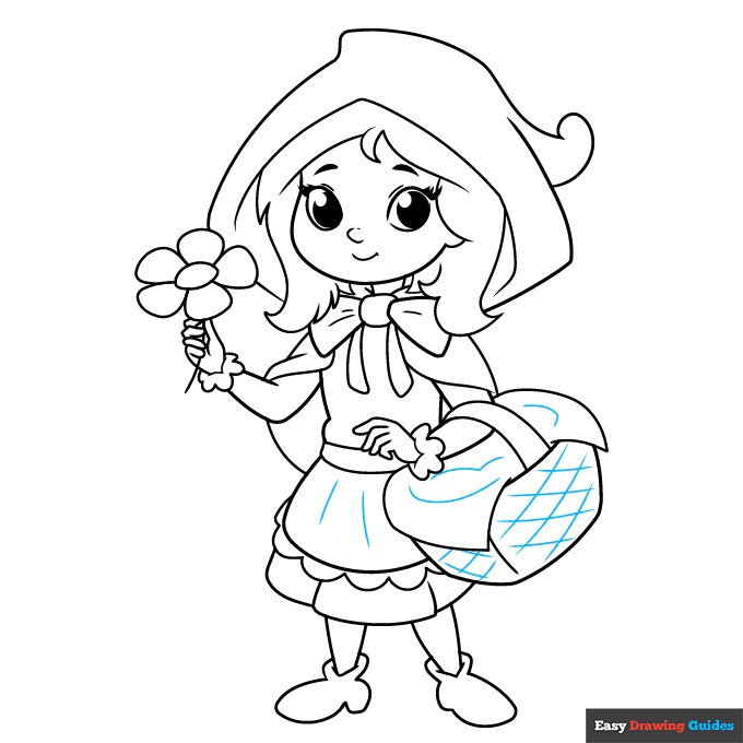 Little Red Riding Hood step-by-step drawing tutorial: step 9