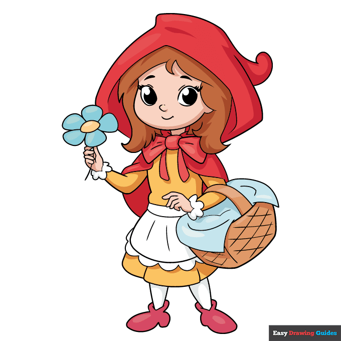 Little Red Riding Hood step-by-step drawing tutorial: step 11