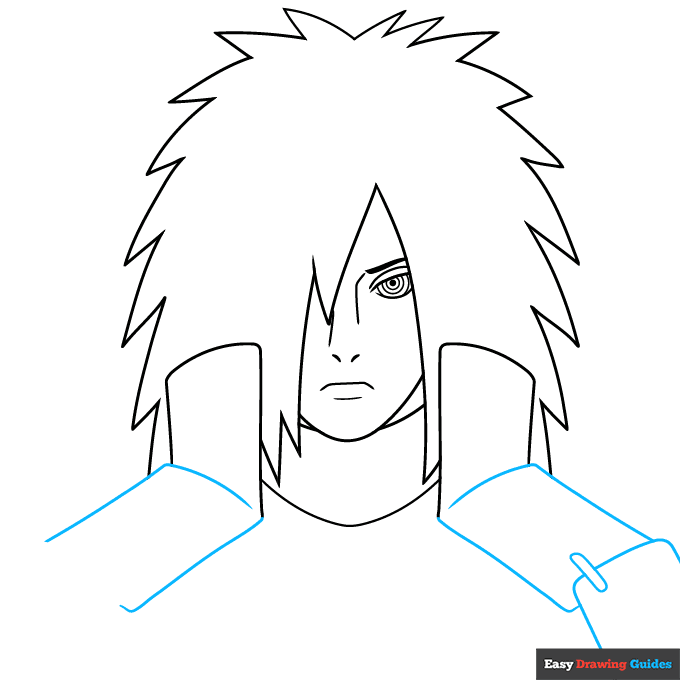 Madaraa Uchiha step-by-step drawing tutorial: step 6