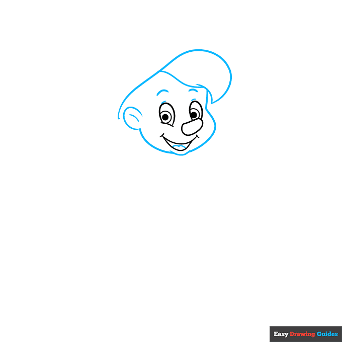 Pinocchio step-by-step drawing tutorial: step 2