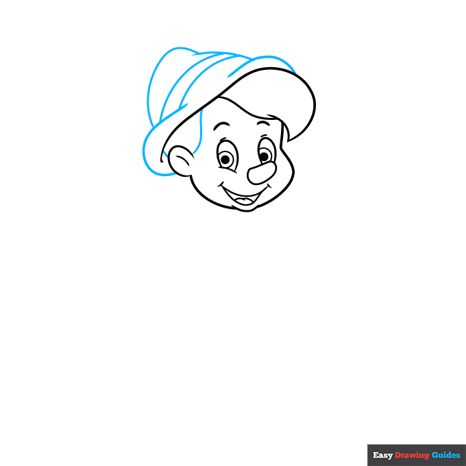 Pinocchio step-by-step drawing tutorial: step 3
