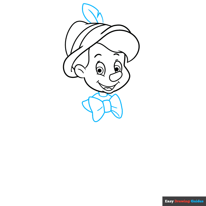 Pinocchio step-by-step drawing tutorial: step 4
